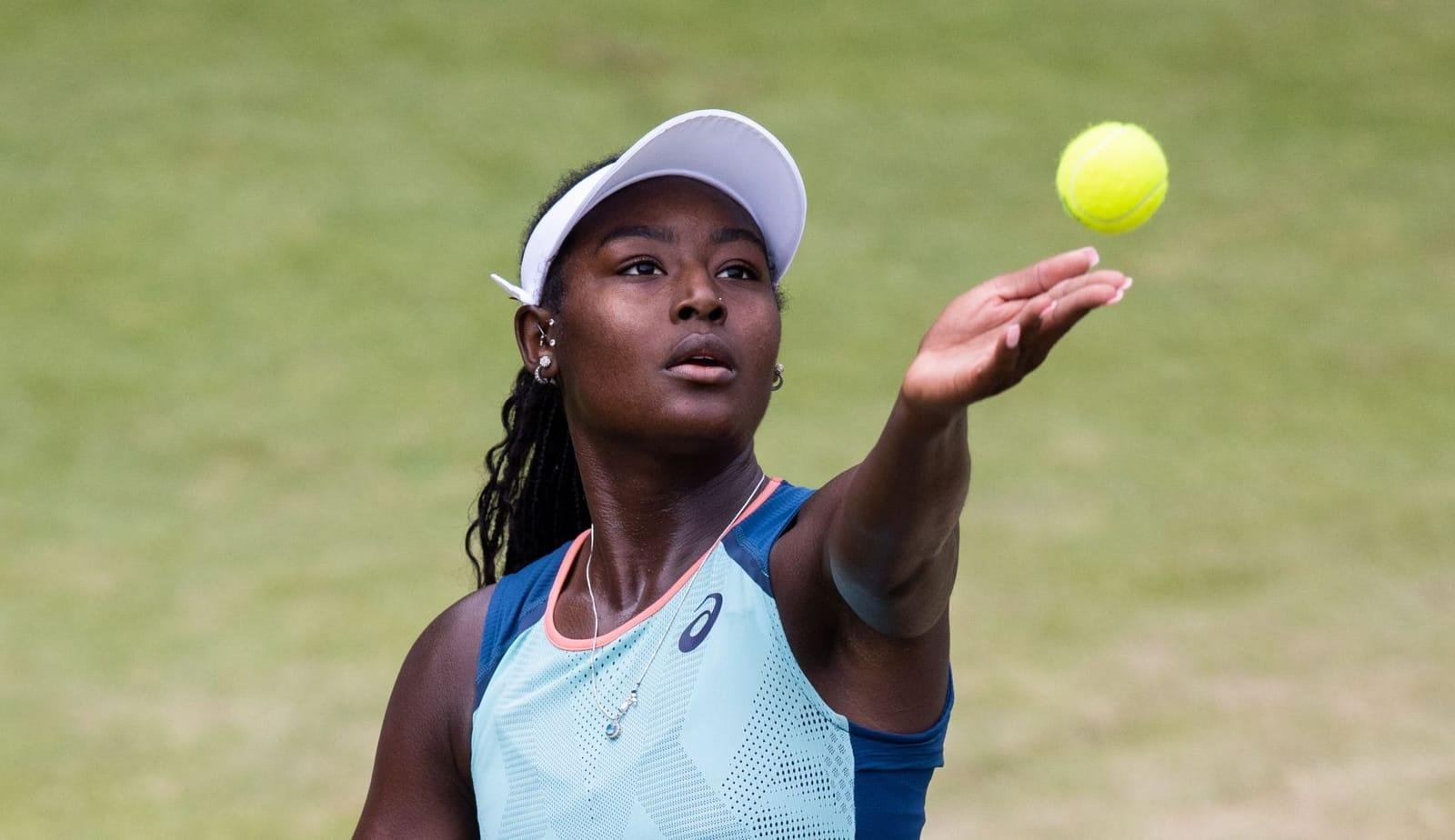 Alycia Parks celebrating a victory on the tennis court