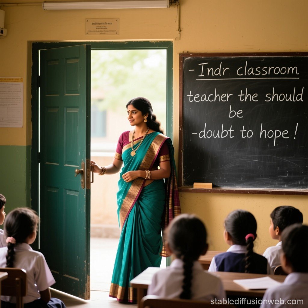 A professional teacher conducting a class in an Indian school setting