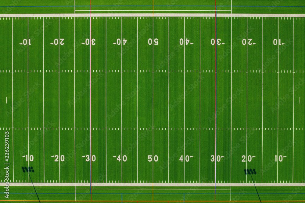 Tactical overhead view of a football field showing offensive line positioning
