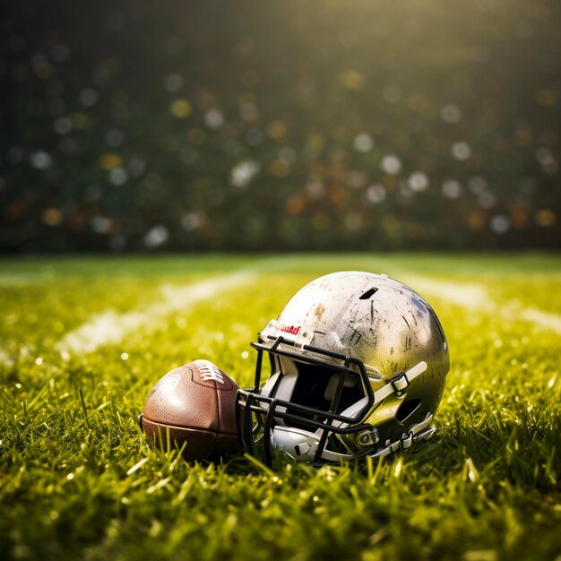 Football equipment on the sidelines representing the professional nature of the sport