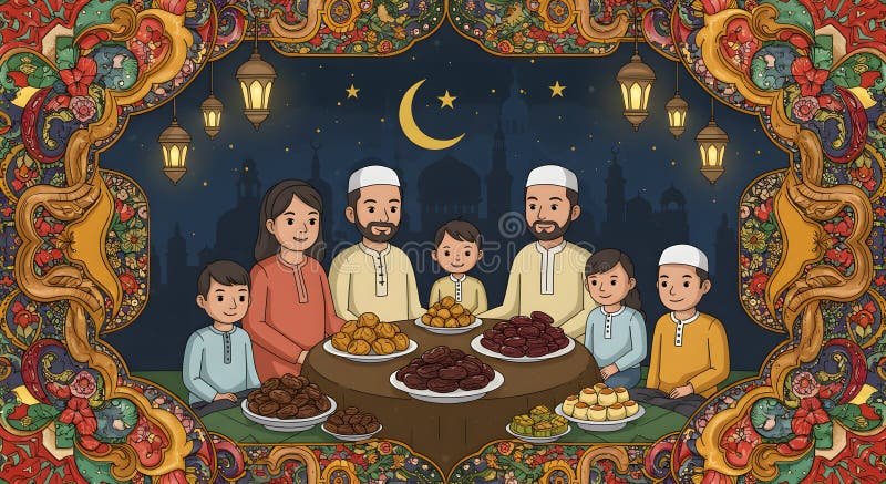 Family gathering for Eid al-Fitr meal