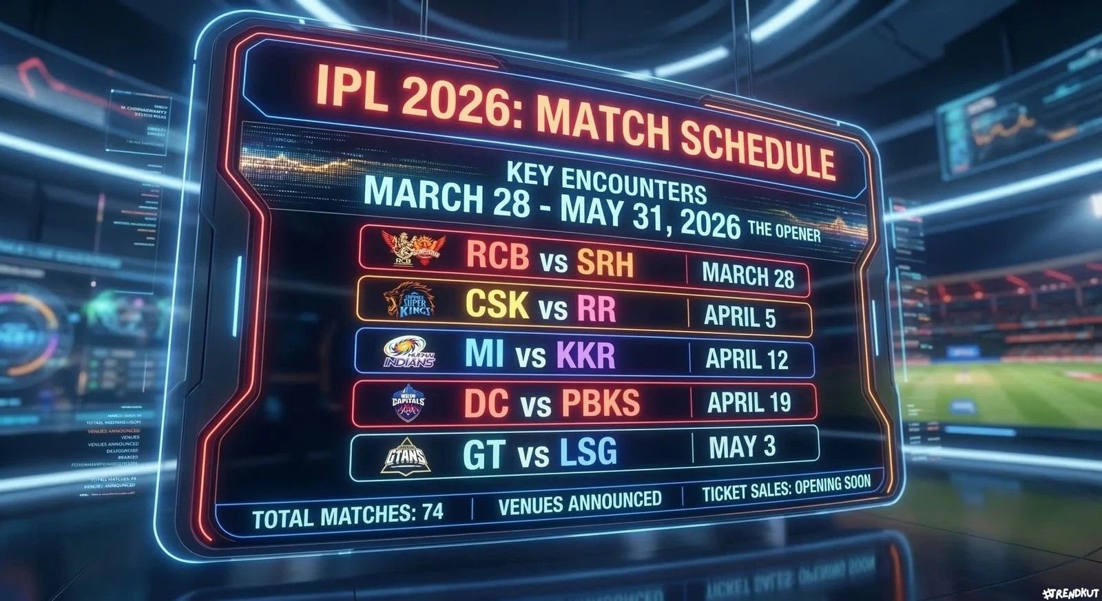 IPL 2026 Match List Released: Schedule and Venues Announced