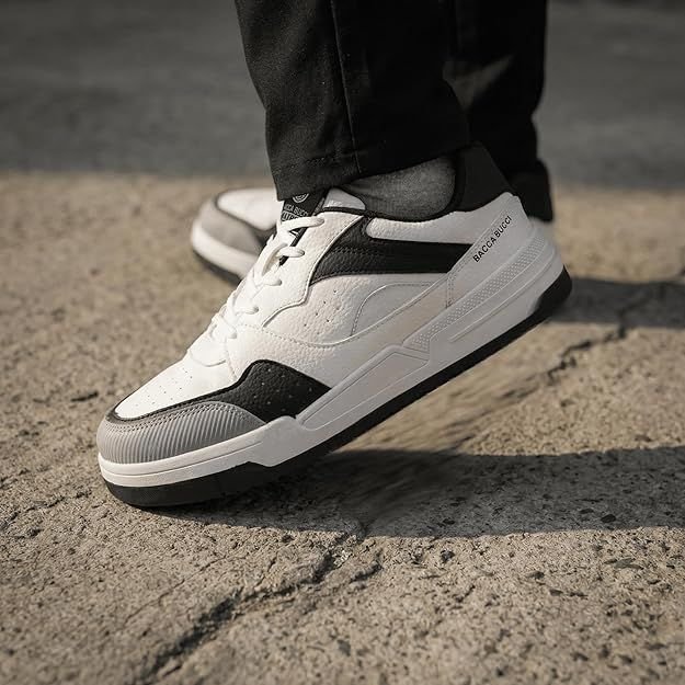 Bacca Bucci Matrix Men’s Low-Top Court Sneakers | Lace-Up Casual Streetwear Shoes with Textured Toe Guard
