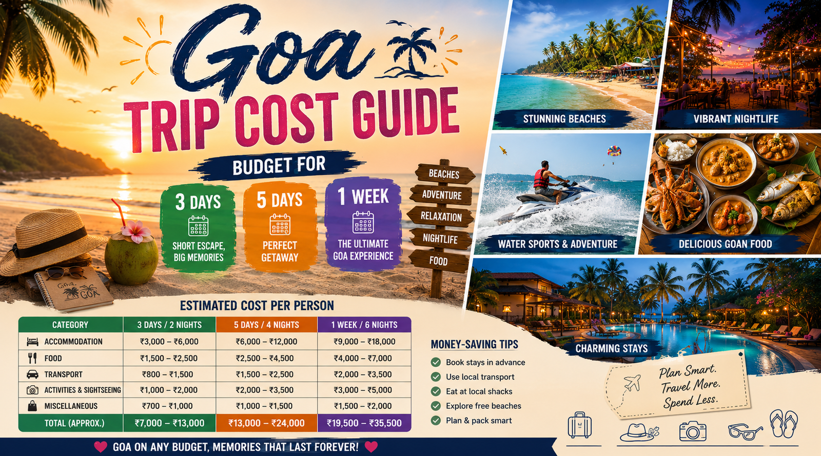 Goa Trip Cost Guide: Budget for 3 Days, 5 Days & 1 Week
