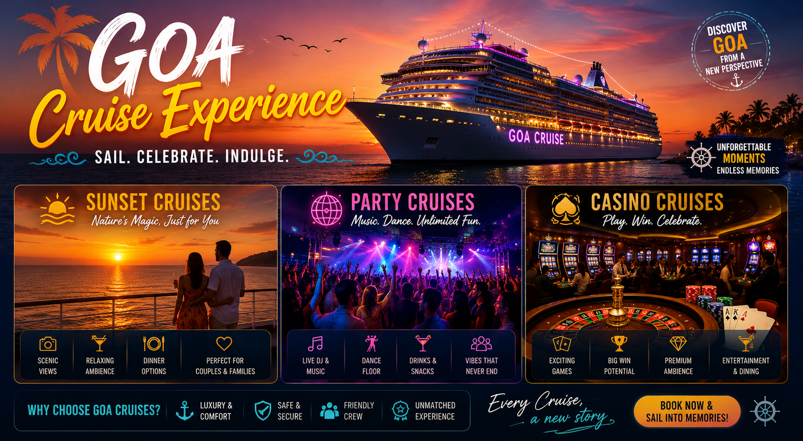 Goa Cruise Experience: Sunset Cruises, Party Cruises & Casino Cruises