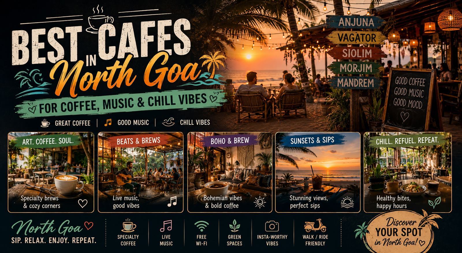 Best Cafes in North Goa for Coffee, Music & Chill Vibes