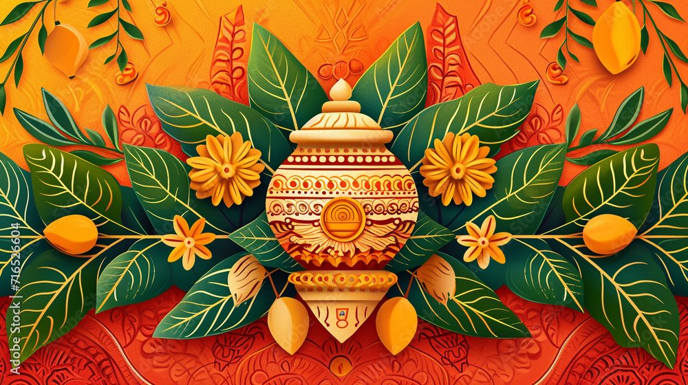 Traditional Gudi Padwa Gudi flag decoration