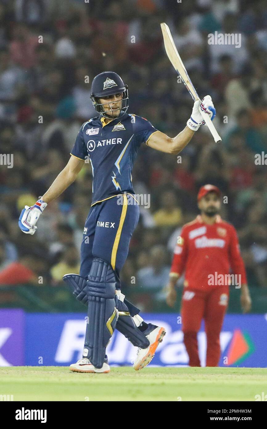 Shubman Gill playing a shot against Punjab Kings in an IPL match