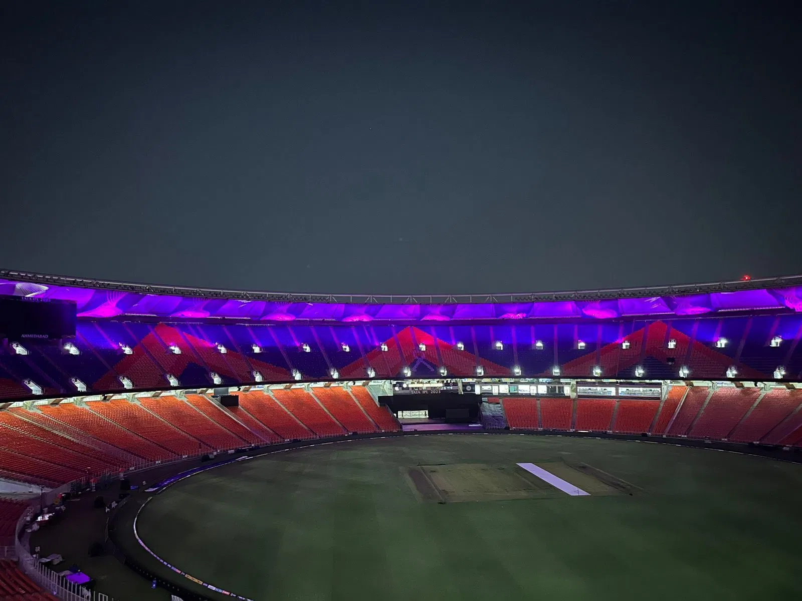 The massive crowd at the Narendra Modi Stadium during a Gujarat Titans match