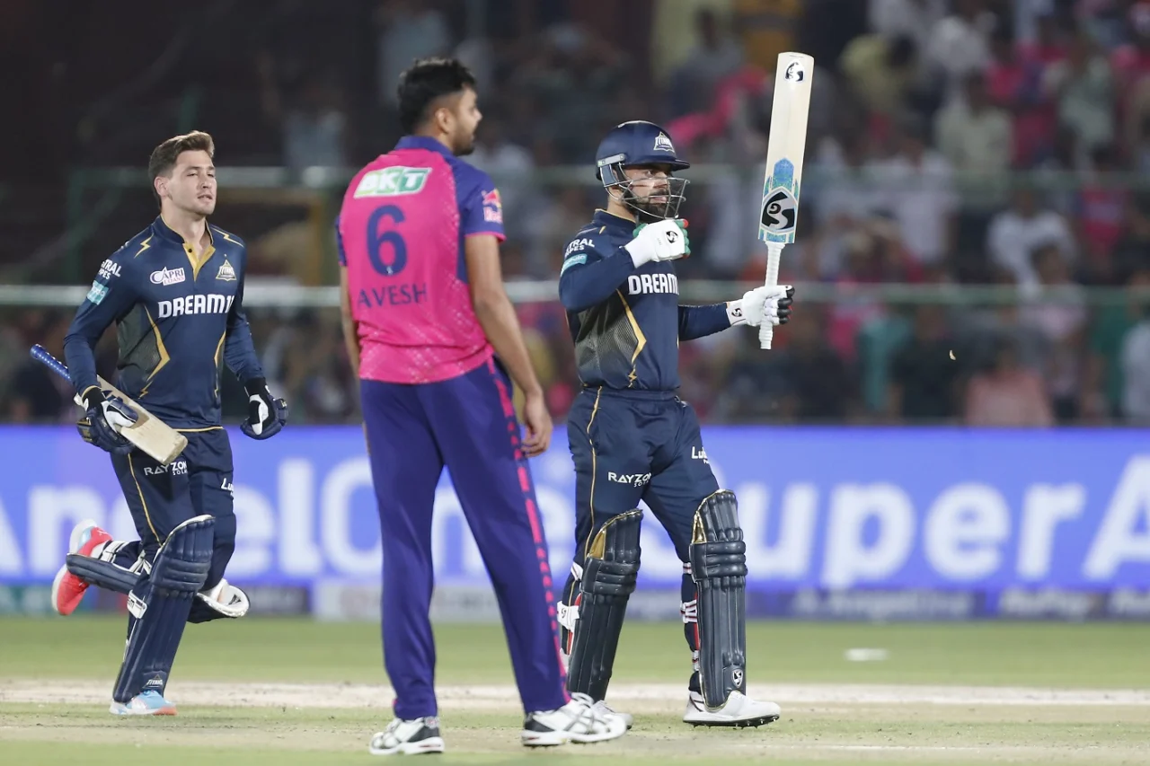 Rashid Khan celebrating after taking a crucial wicket for Gujarat Titans