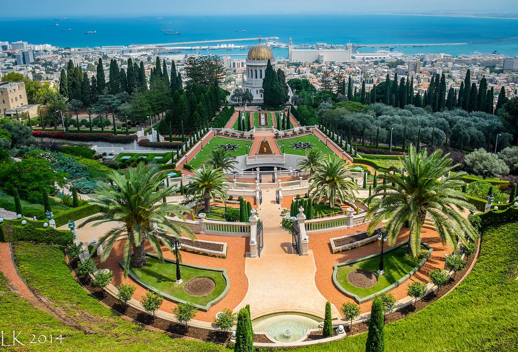 The manicured terraces of the Bahai Gardens in Haifa