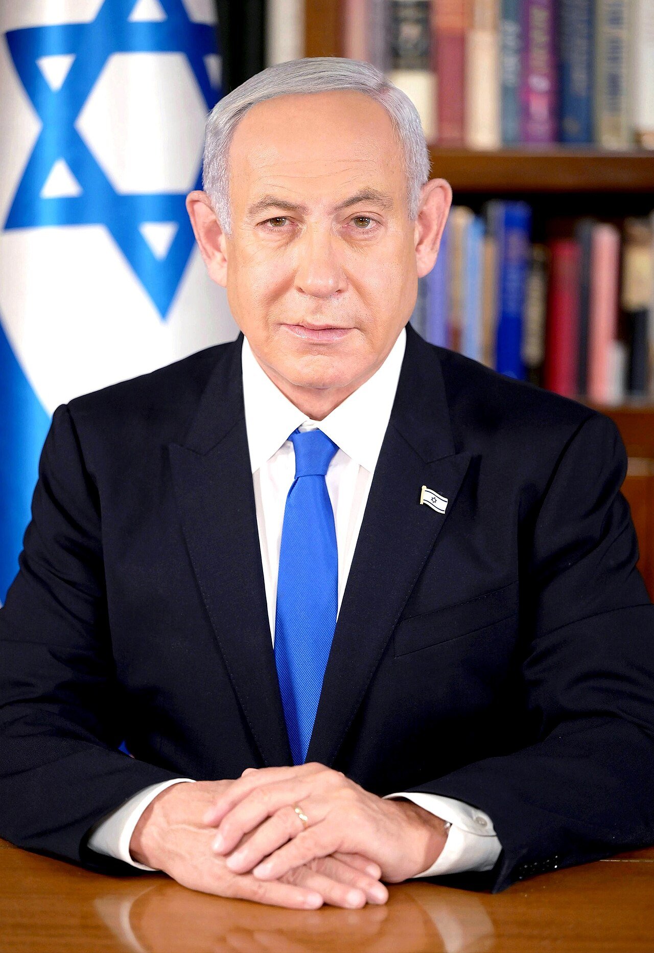 Benjamin Netanyahu giving a determined speech