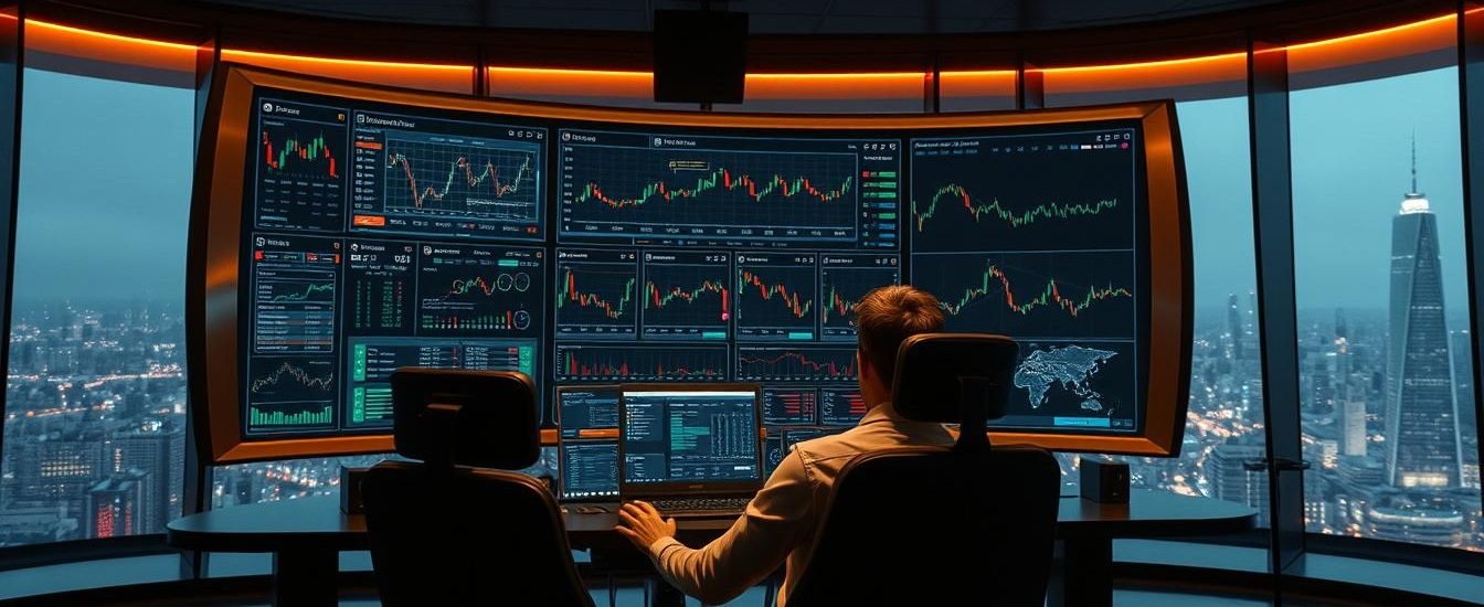 Professional stock market data terminal showing financial charts