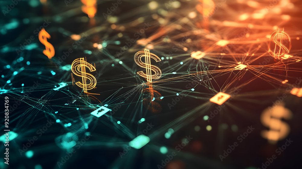 Digital financial transfer illustration