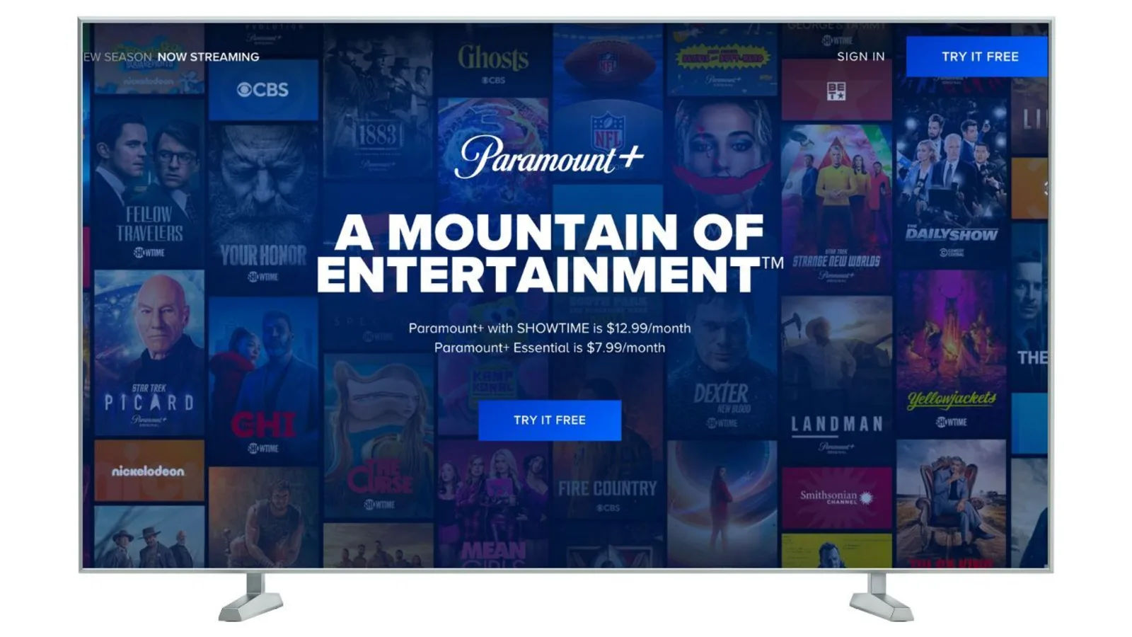 Paramount Plus streaming interface on a smart TV screen