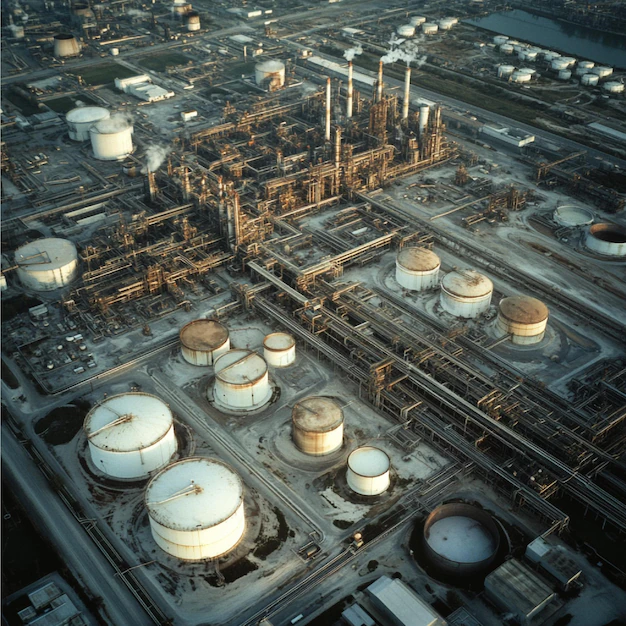 Aerial view of Saudi Aramco Yanbu refinery complex