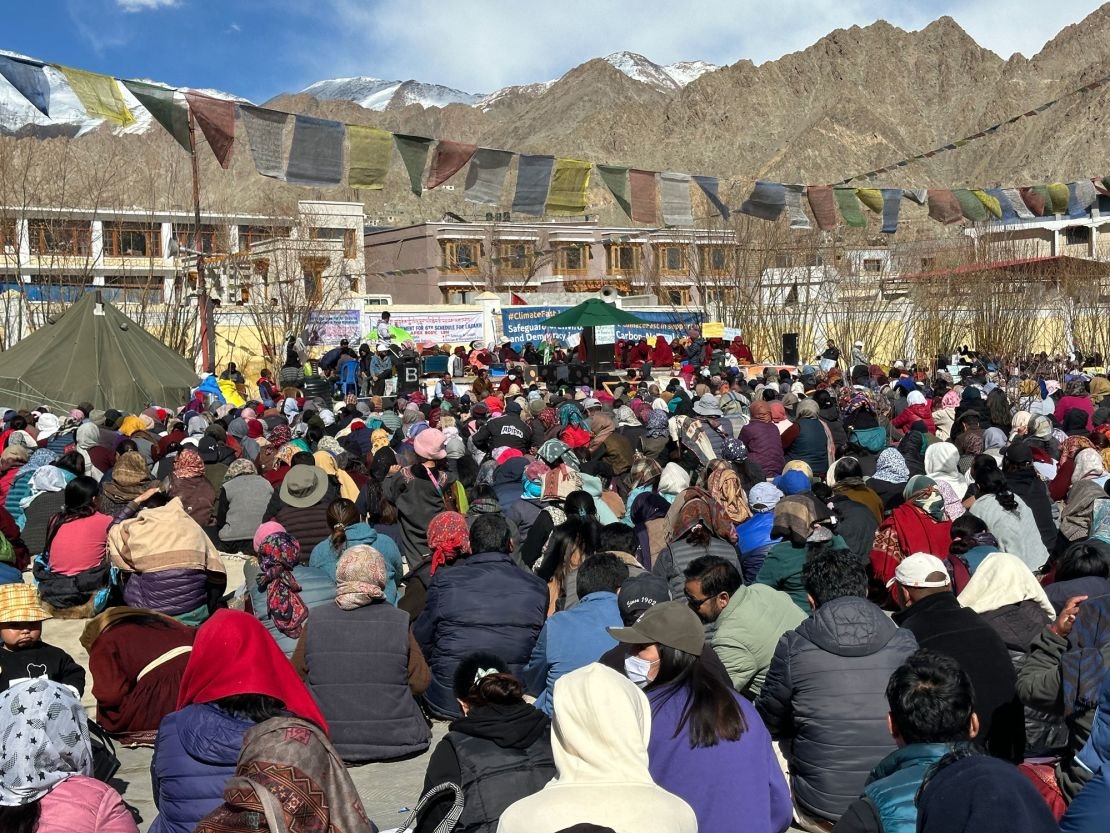 Protests in the streets of Leh, Ladakh