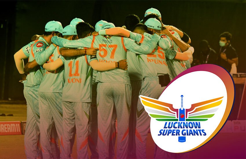 Lucknow Super Giants players in a strategic huddle on the field