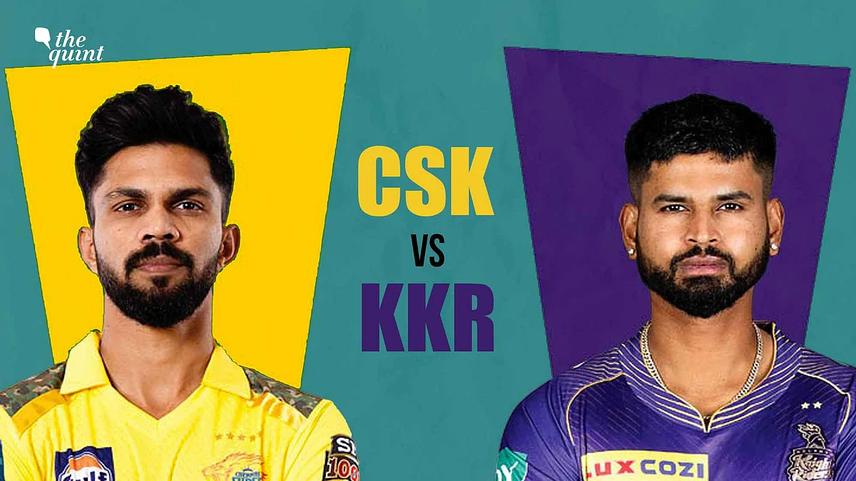 Infographic showing the historical win-loss ratio between CSK and KKR