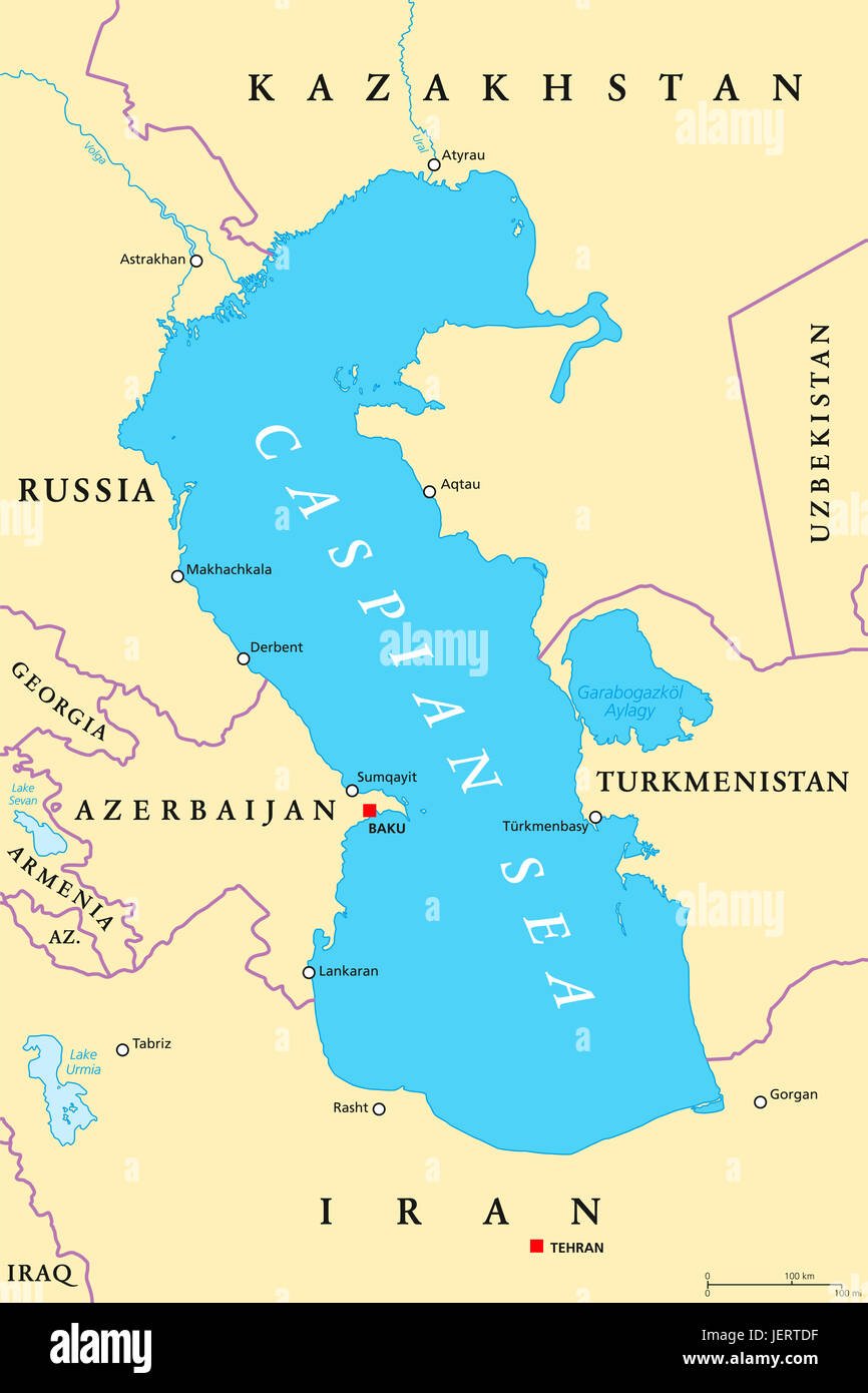 Map of the Caspian Sea and surrounding nations