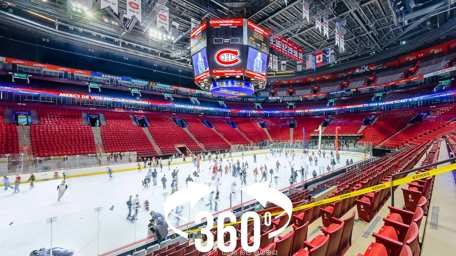 The packed interior of the Bell Centre in Montreal and Amalie Arena in Tampa
