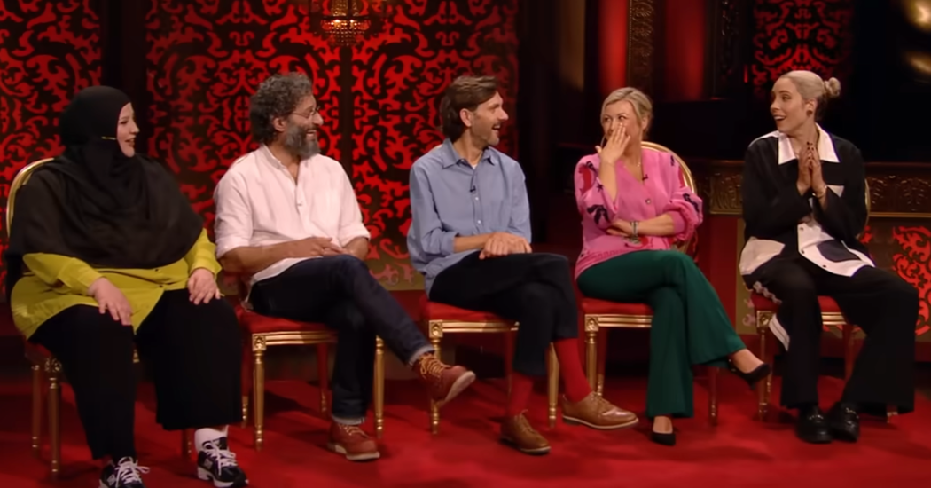 A classic British comedy panel show set design