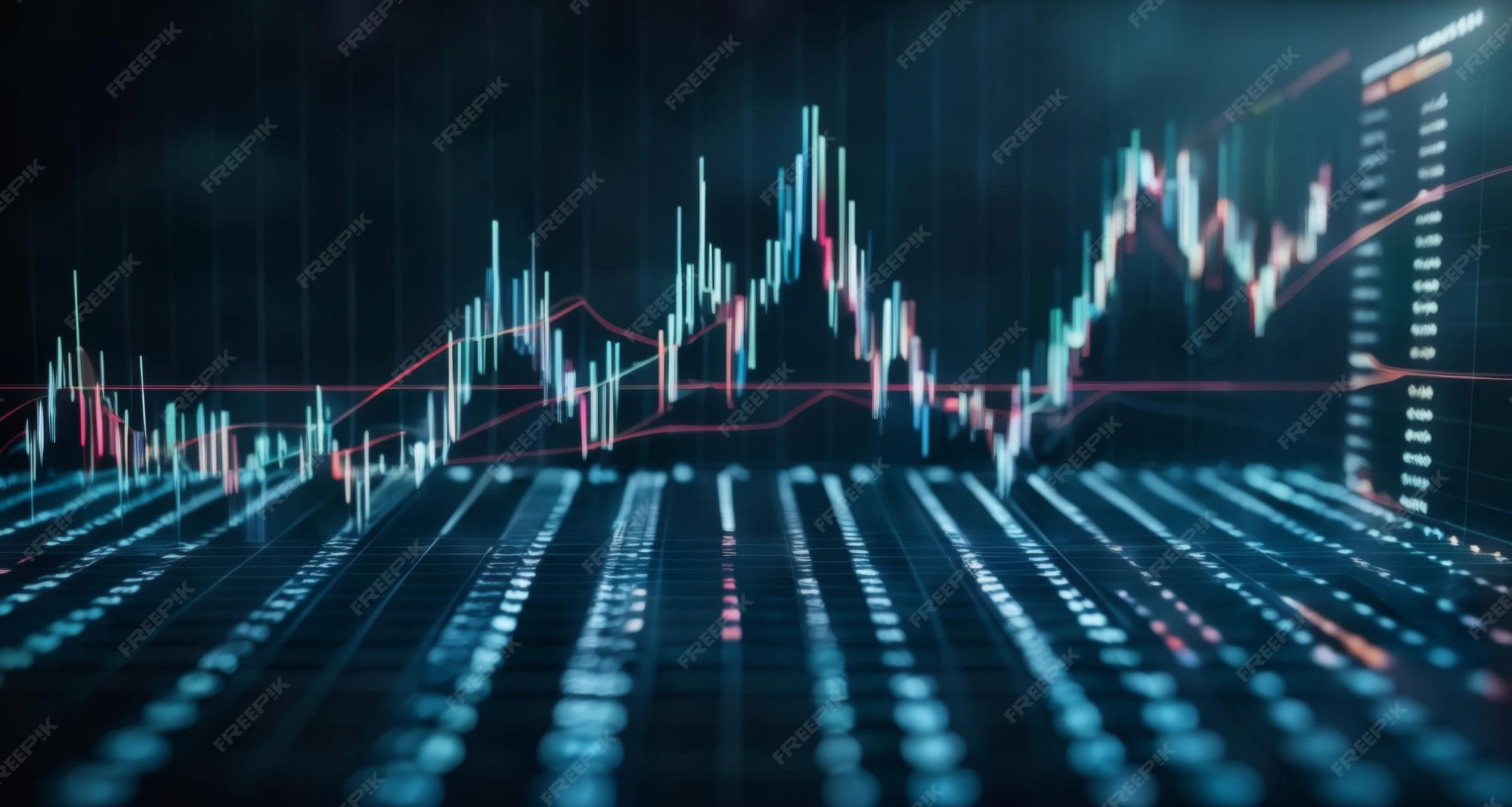 Digital financial data charts and graphs illustrating market analysis concepts