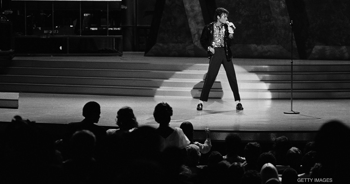 Michael Jackson performing the iconic Moonwalk during the Motown 25 special