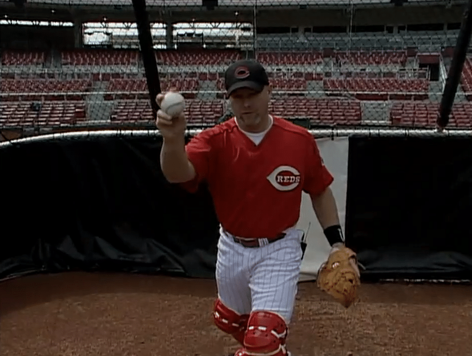 Daniel Susac demonstrating his arm strength behind the plate