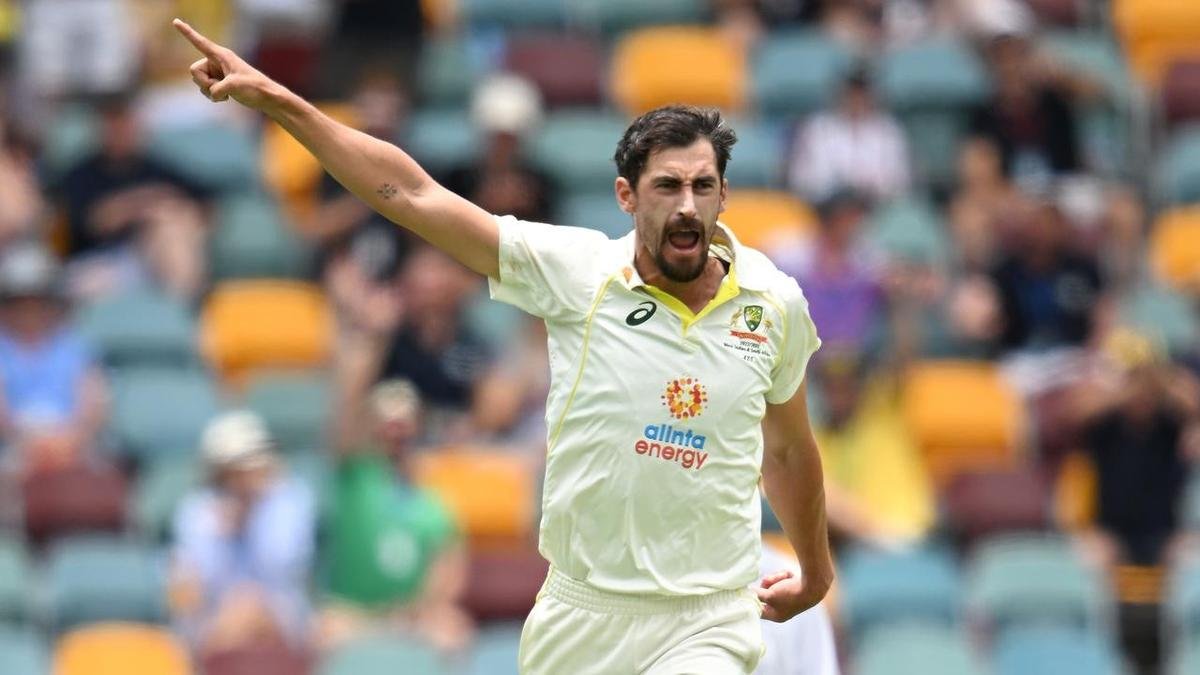 Mitchell Starc celebrating a dismissal in a Test match
