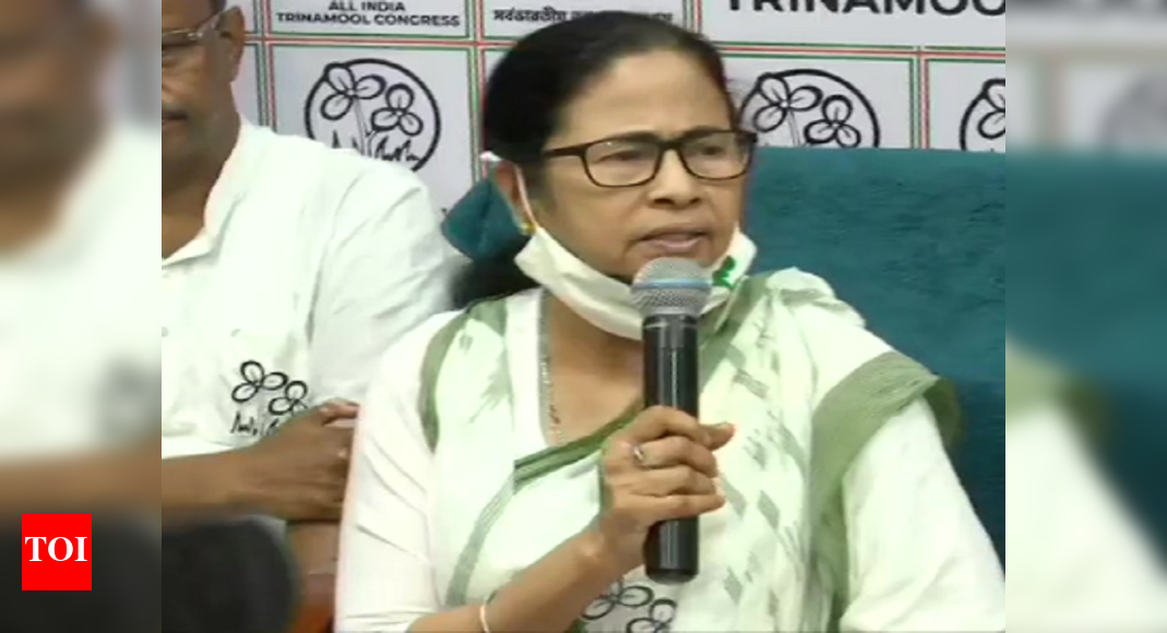 Mamata Banerjee at a press conference for TMC candidate announcement
