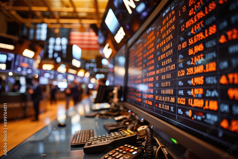 Professional financial trading environment showing stock index data