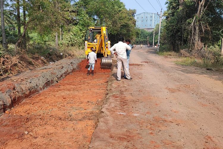 Infrastructure development project such as road construction in a rural village