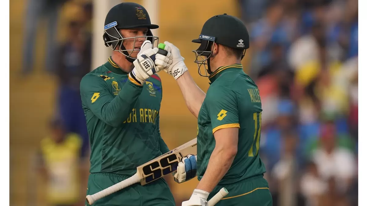 Action from a South Africa vs New Zealand cricket match