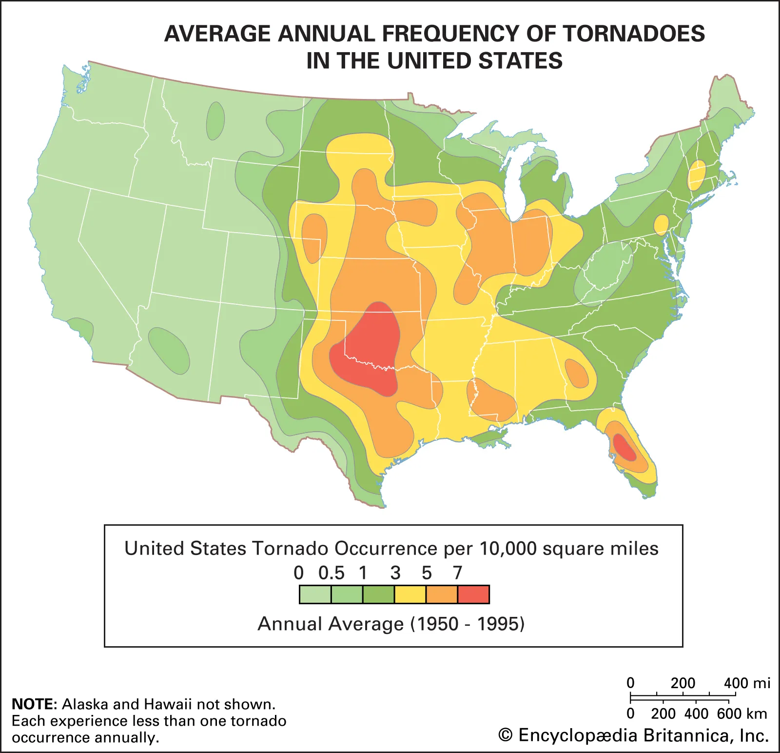 Map illustrating Wisconsin's tornado frequency by county and region