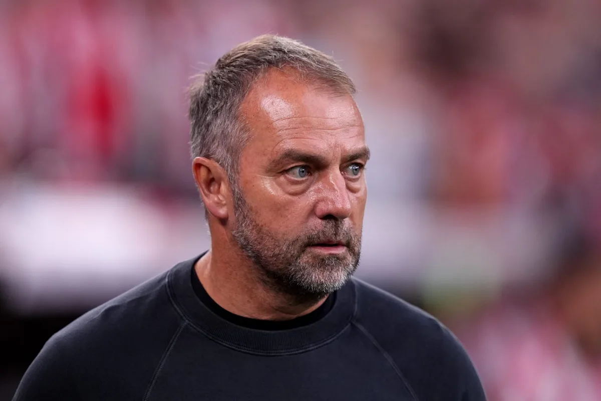 Barcelona manager Hansi Flick giving instructions on the touchline