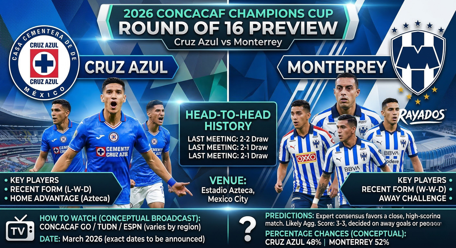 Monterrey players preparing for a critical CONCACAF knockout match.